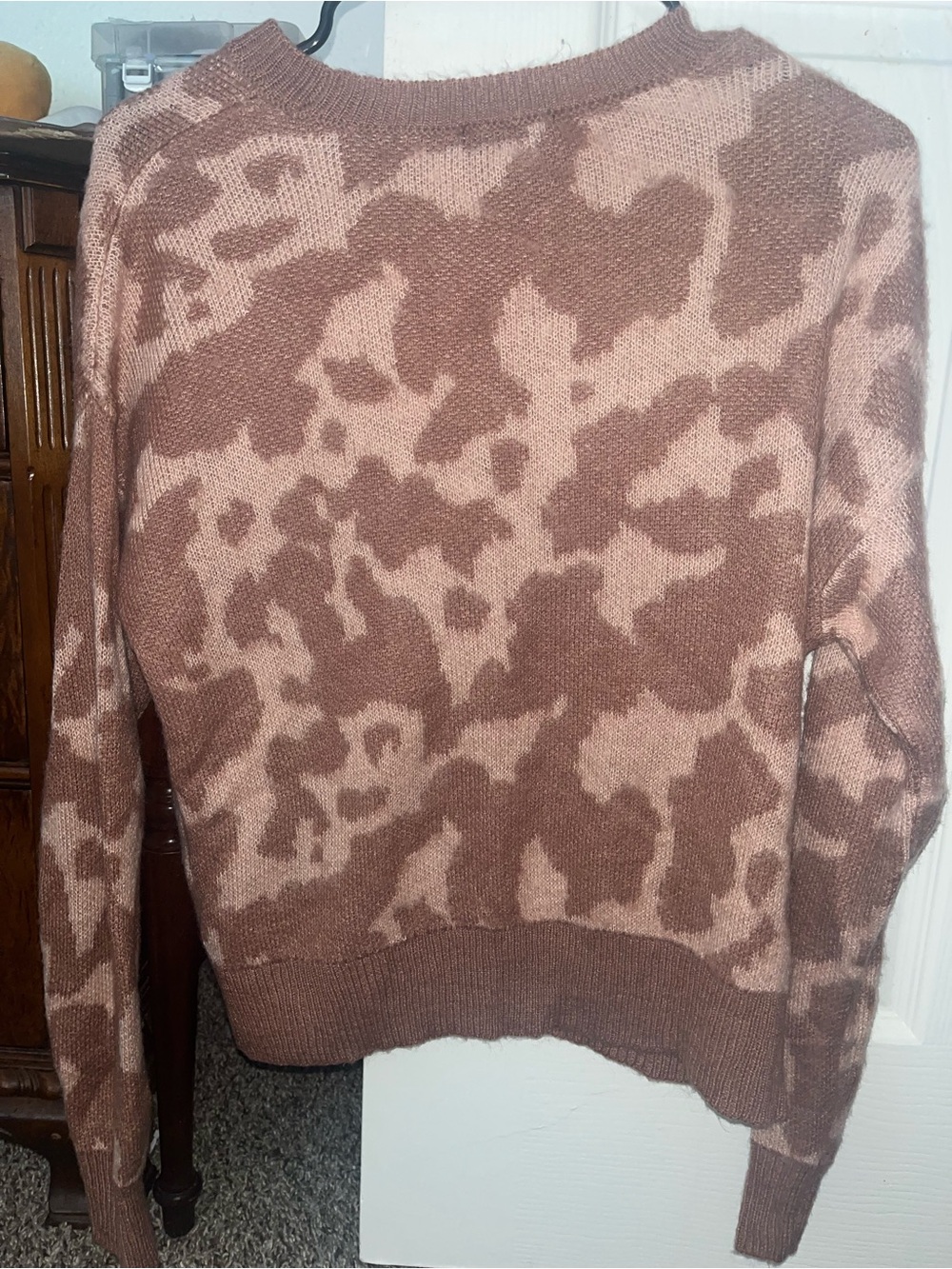 Jessica Simpson Rose Brown Animal-Print Crewneck Sweater